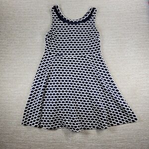 Pixley Fit Flare Dress 1X Navy White Geometric Honeycomb Sleeveless Stretch
